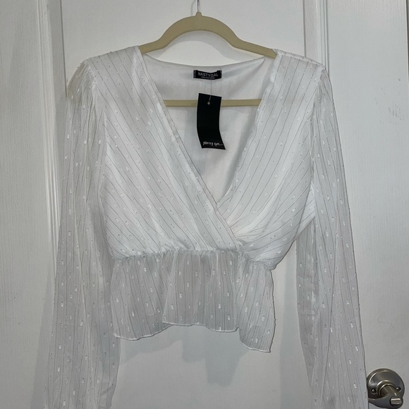 Textured Long Sleeve Wrap Blouse 6 NWT - Picture 2 of 6